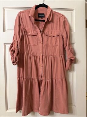 Velvet Heart Dusty Rose Button-Up Tiered Shirt Dress